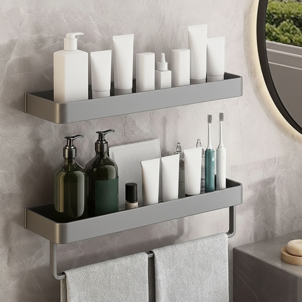 Elegant Floating Wall Shelf with Easy Installation | Stainless Steel Design for Space-Saving Storage